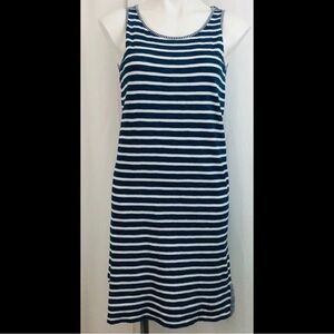 Jane and Delancey Striped Asymmetrical Dress - Navy and White